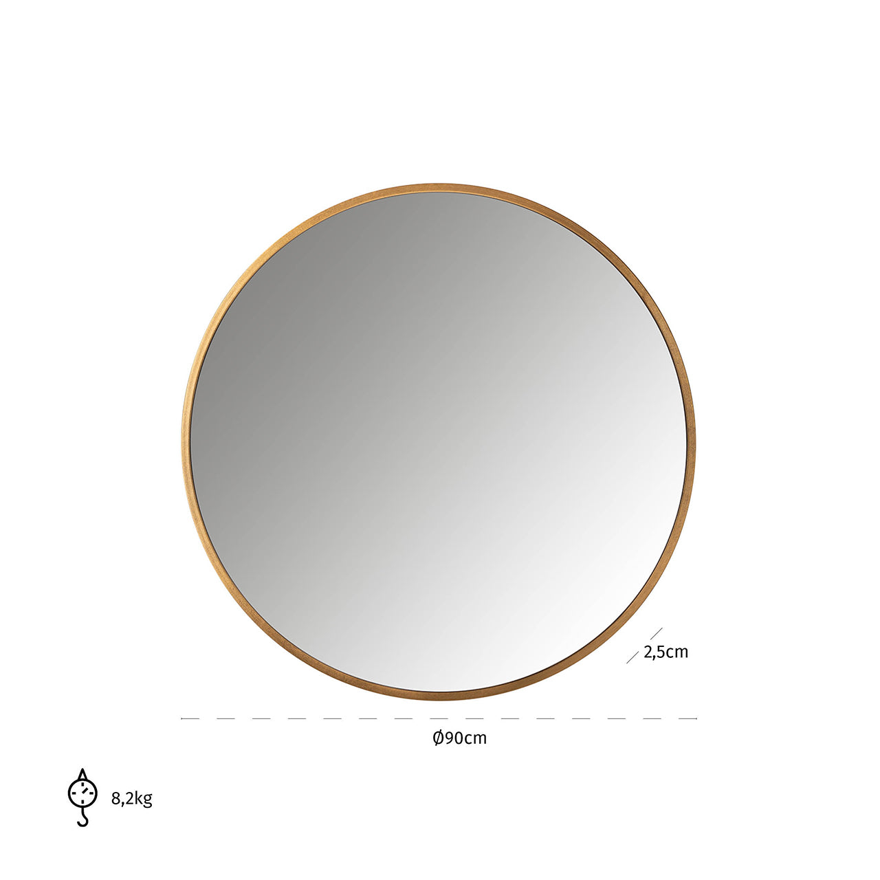 Mirror Maesa gold 90Ø (Gold)- Richmond Interiors