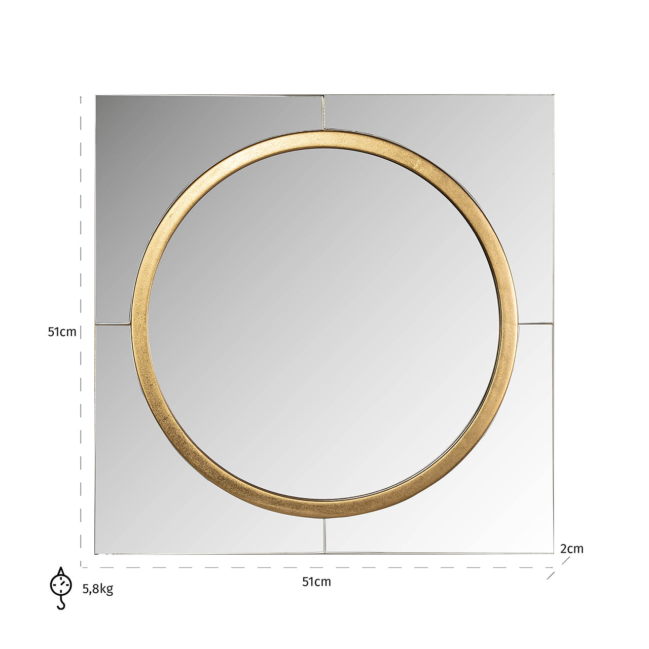 Mirror Briana mirror/gold (Gold)- Richmond Interiors