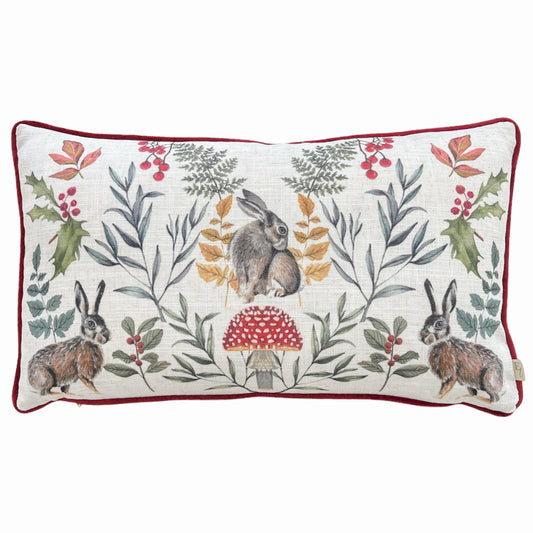MIRRORED HARE 30X50 FEATHER FILLED CUSHION BURGUNDY