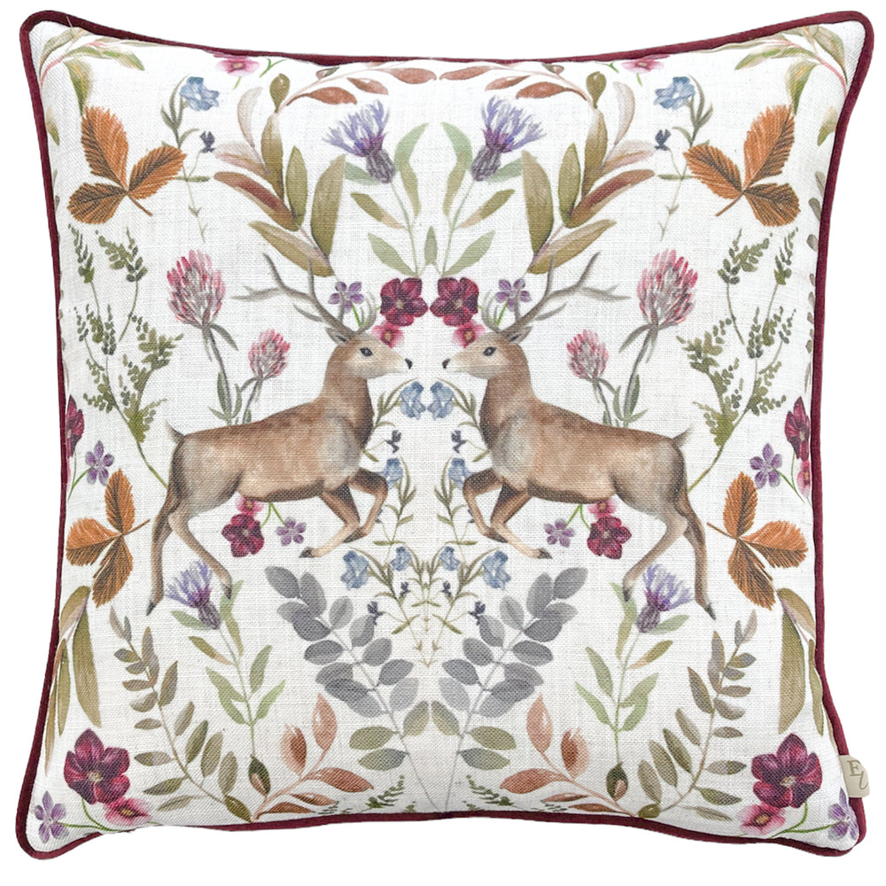 Mirrored Stag 43x43 Feather Filled Cushion Shiraz - Canwell Interiors Limited - Riva