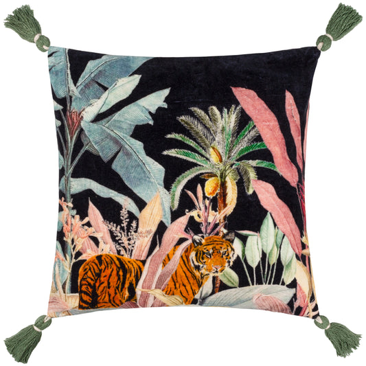 MIDNIGHT JUNGLE 50X50 FEATHER FILLED CUSHION NOIR