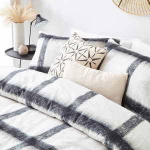 Mohair Check Single Duvet Set Natural/Black - Riva