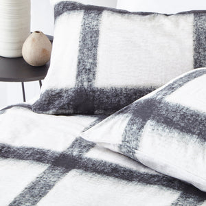 Mohair Check Single Duvet Set Natural/Black - Riva