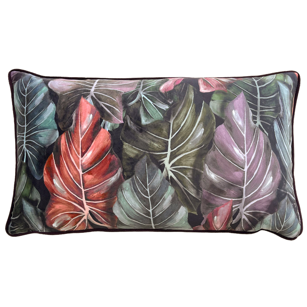 Mogori Leafage 30x50 Feather Filled Cushion Aubergine