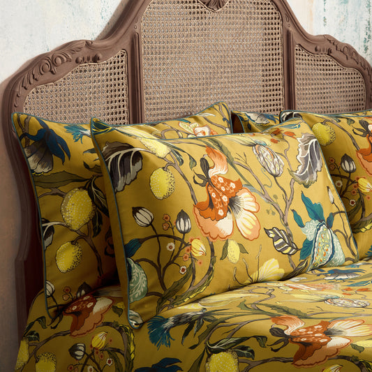 MORTON PIPED PILLOWCASE PAIRS OCHRE