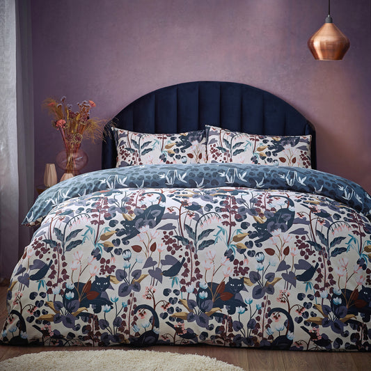 MIDNIGHT PANTHER DOUBLE DUVET SET DUSKY BLUE