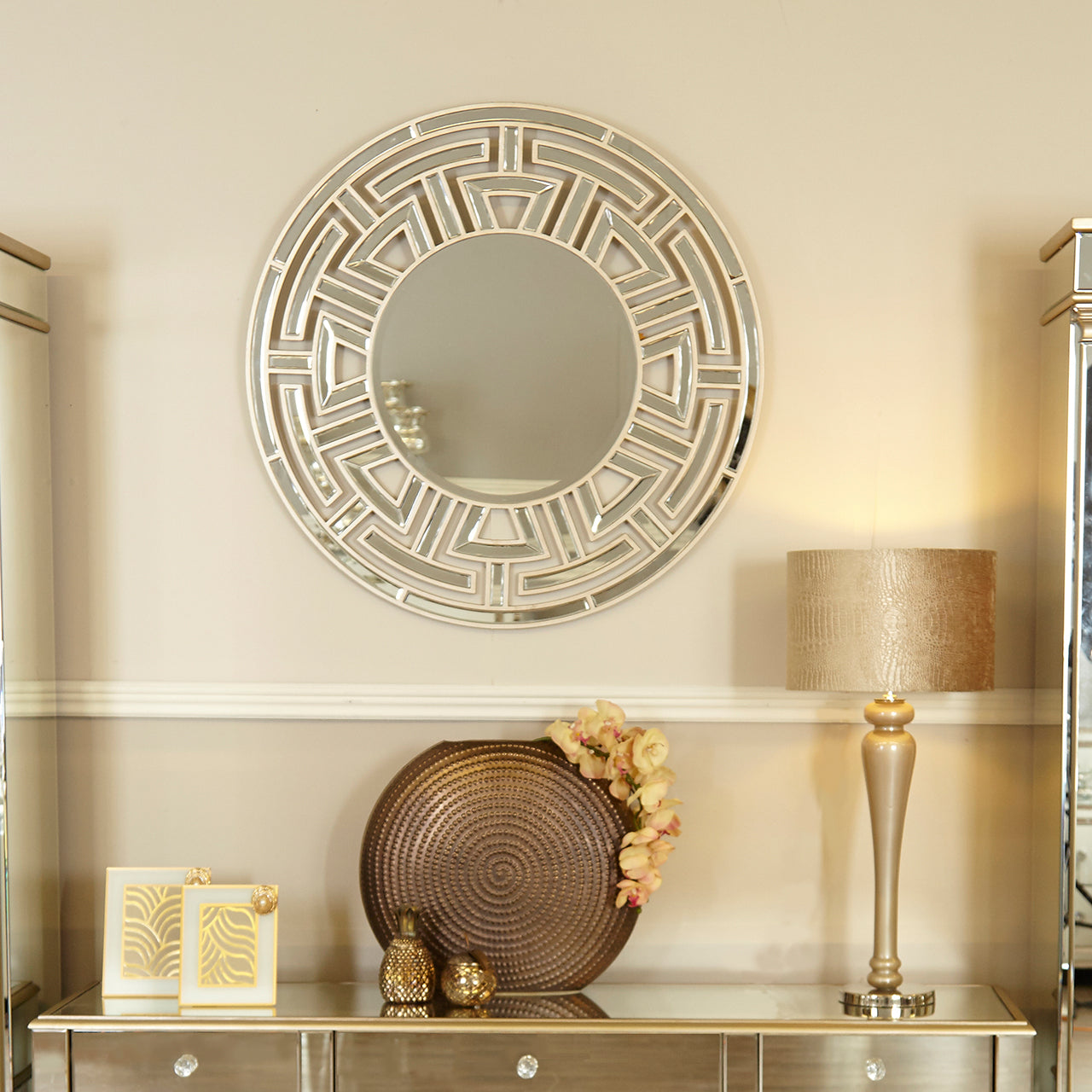 Apollo 100cm Round Wall Mirror Champagne
