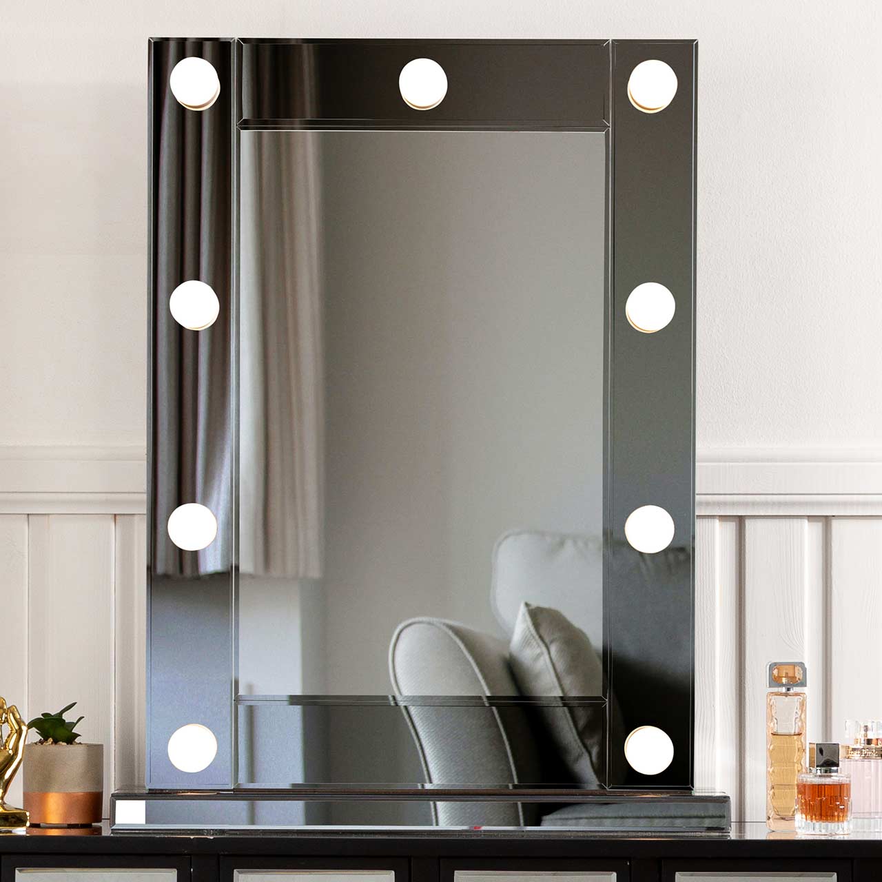 Broadway 9 Light Vanity Mirror Smoked Mirror Finish