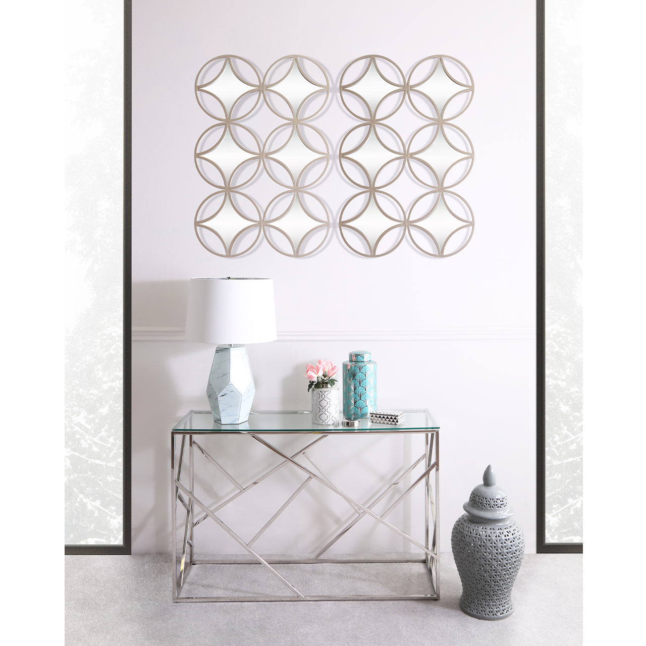 105cm Decorative Wall Mirror Silver