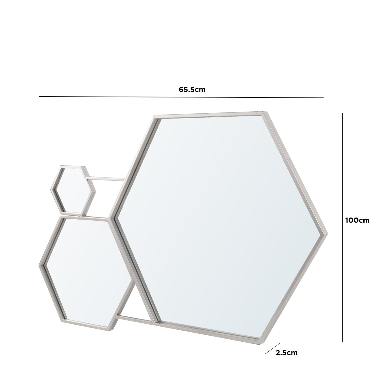 100cm Hexagon Mirror Silver