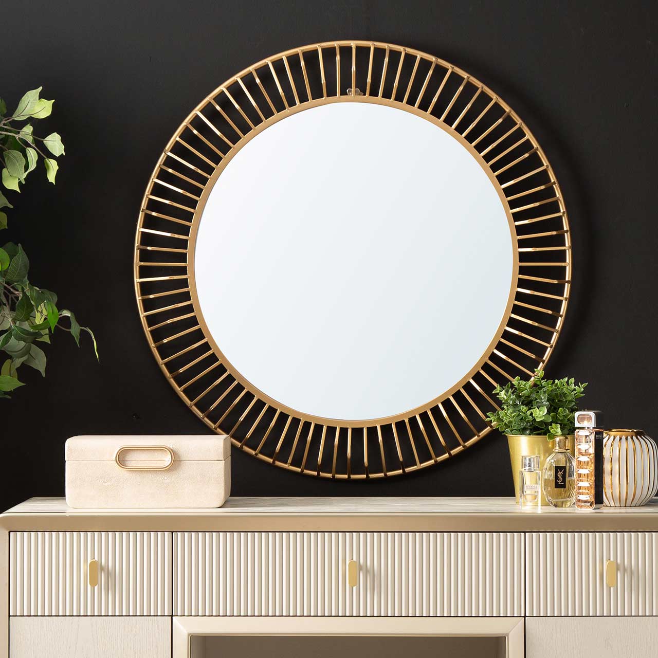 81.3cm Gold Round Wall Mirror