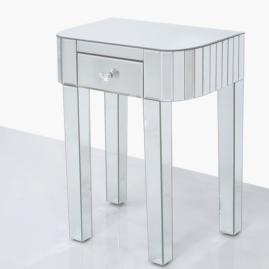 One Drawer Mirror End Table