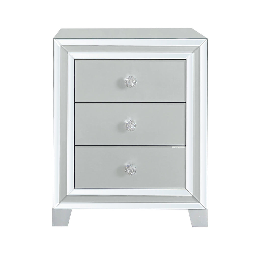 Manhattan 3 Drawer Bedside Cabinet Grey Clear