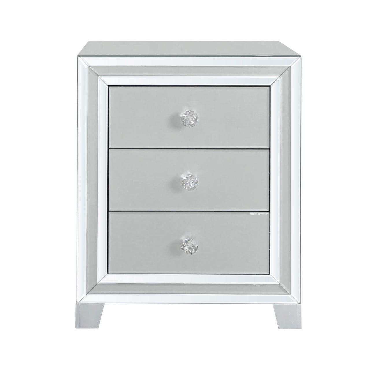 Manhattan 3 Drawer Bedside Cabinet Grey Clear