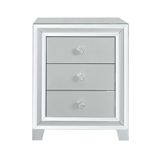 Manhattan 3 Drawer Bedside Cabinet Grey Clear