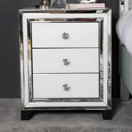 Manhattan 3 Drawer Bedside Cabinet White Clear