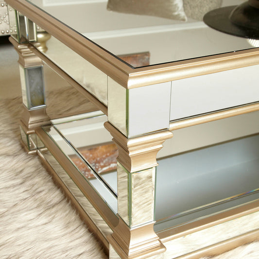 Apollo 130cm Mirror Coffee Table Champagne