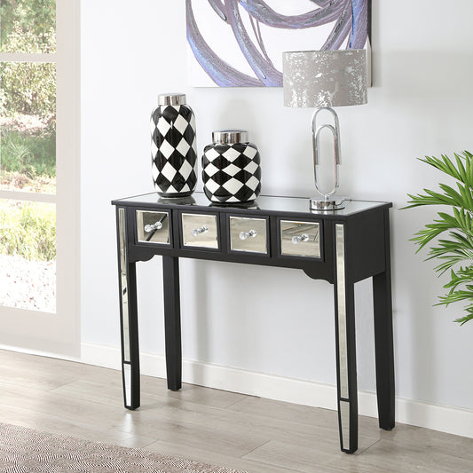 Laurel Black Wood And Mirror Console Table