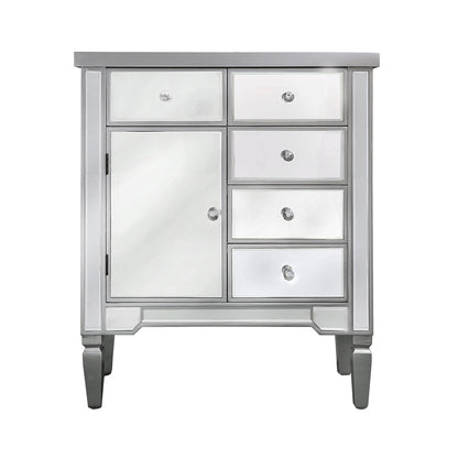 Vista 5 Drawer 1 Door Silver Wood And Mirror Cabinet