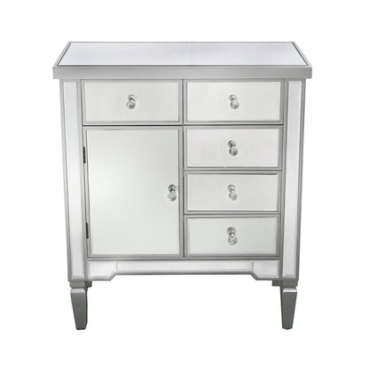 Vista 5 Drawer 1 Door Silver Wood And Mirror Cabinet