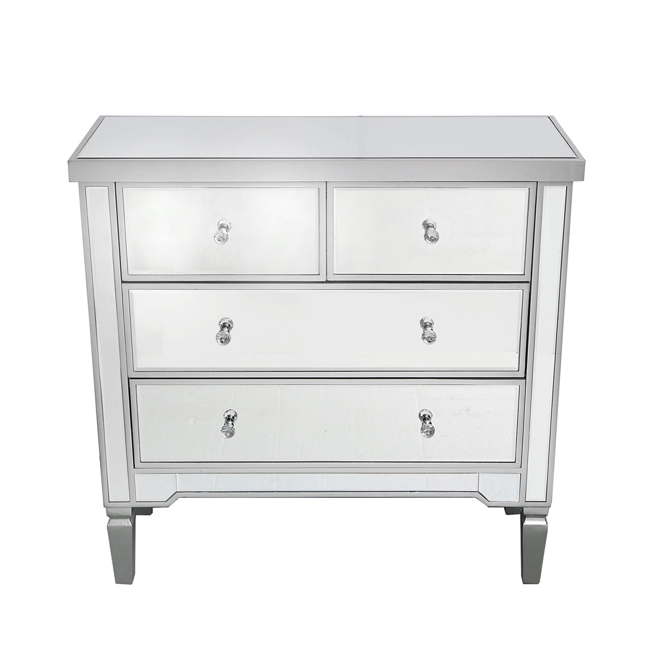 Vista 4 Drawer Silver Wood And Mirror Cabinet