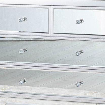 Vista 4 Drawer Silver Wood And Mirror Cabinet