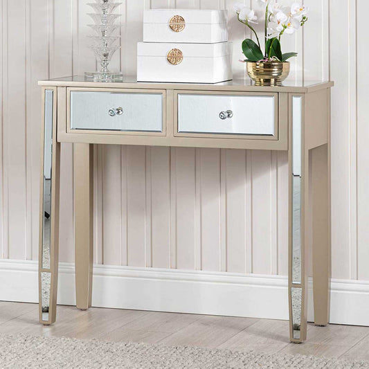 Vista 2 Drawer Dark Champagne Wood Console Table