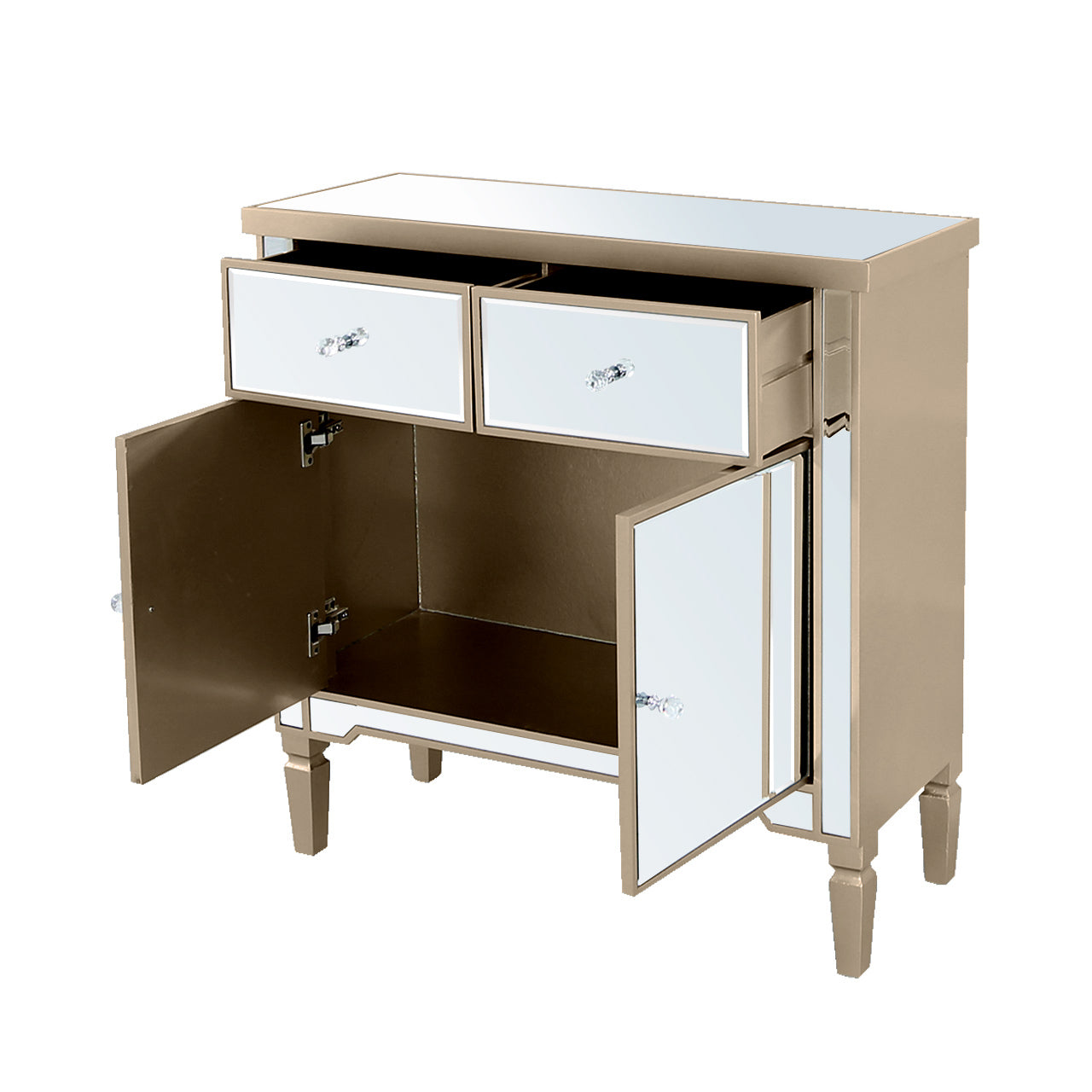 Vista 2 Drawer 2 Door Wood & Mir Sideboard Dark Champagne