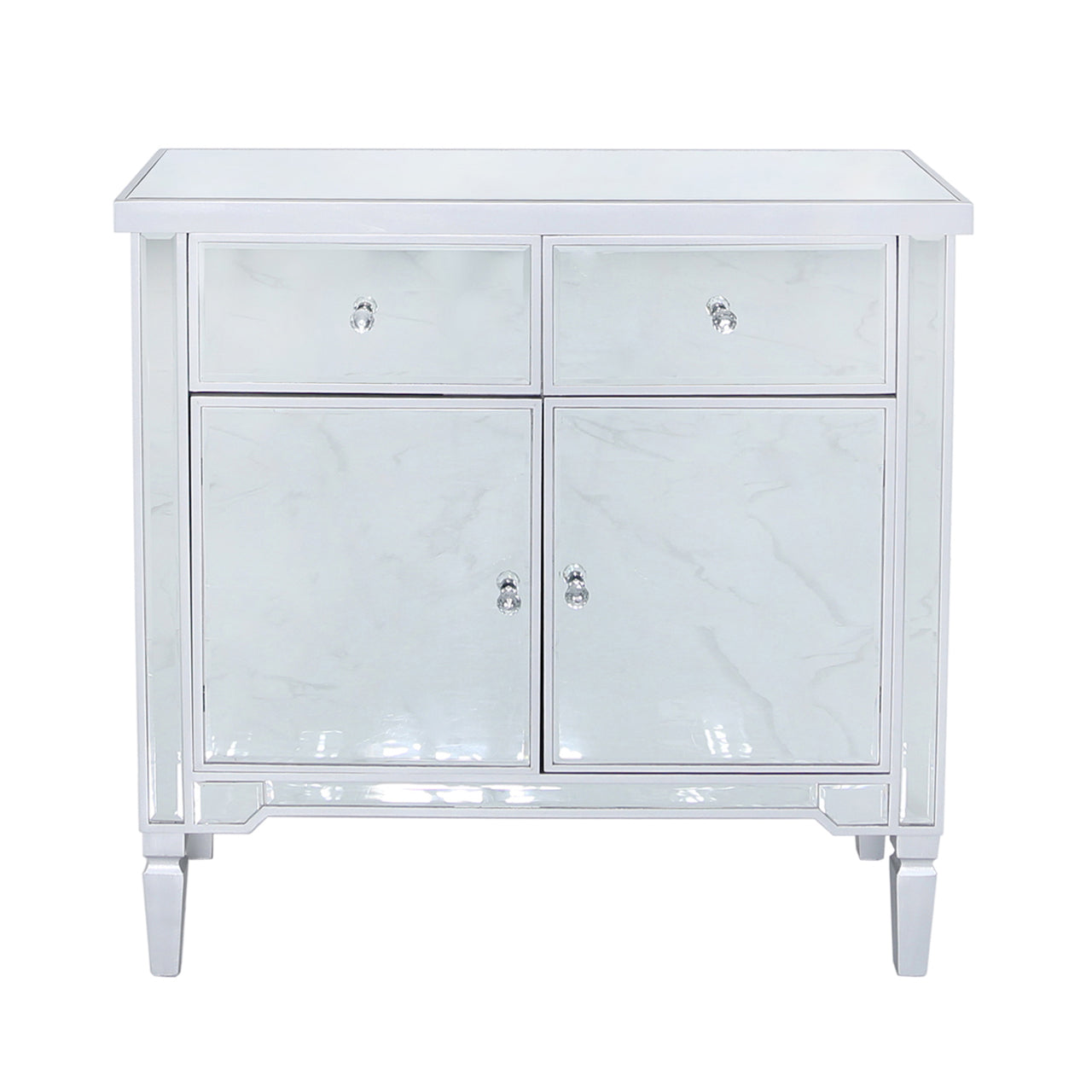 Vista 2 Drawer 2 Door Wood & Mirror Sideboard Silver