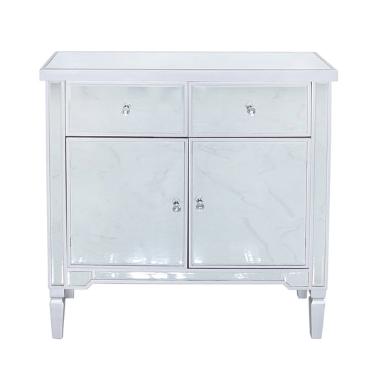 Vista 2 Drawer 2 Door Wood & Mirror Sideboard Silver