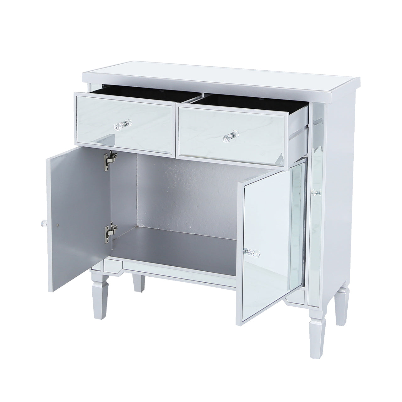 Vista 2 Drawer 2 Door Wood & Mirror Sideboard Silver