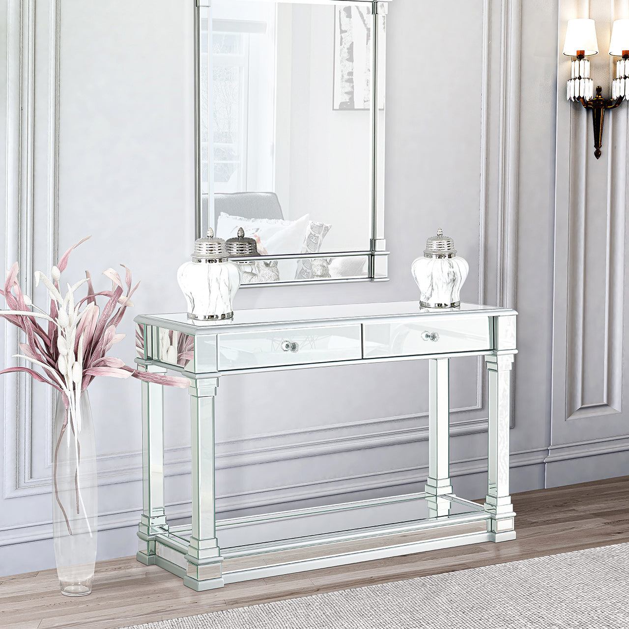 Athena 120cm Mirror Console Table Silver