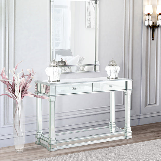 Athena 120cm Mirror Console Table Silver