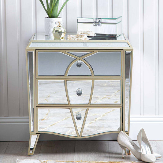 Pristina 3 Drawer Mirror Cabinet