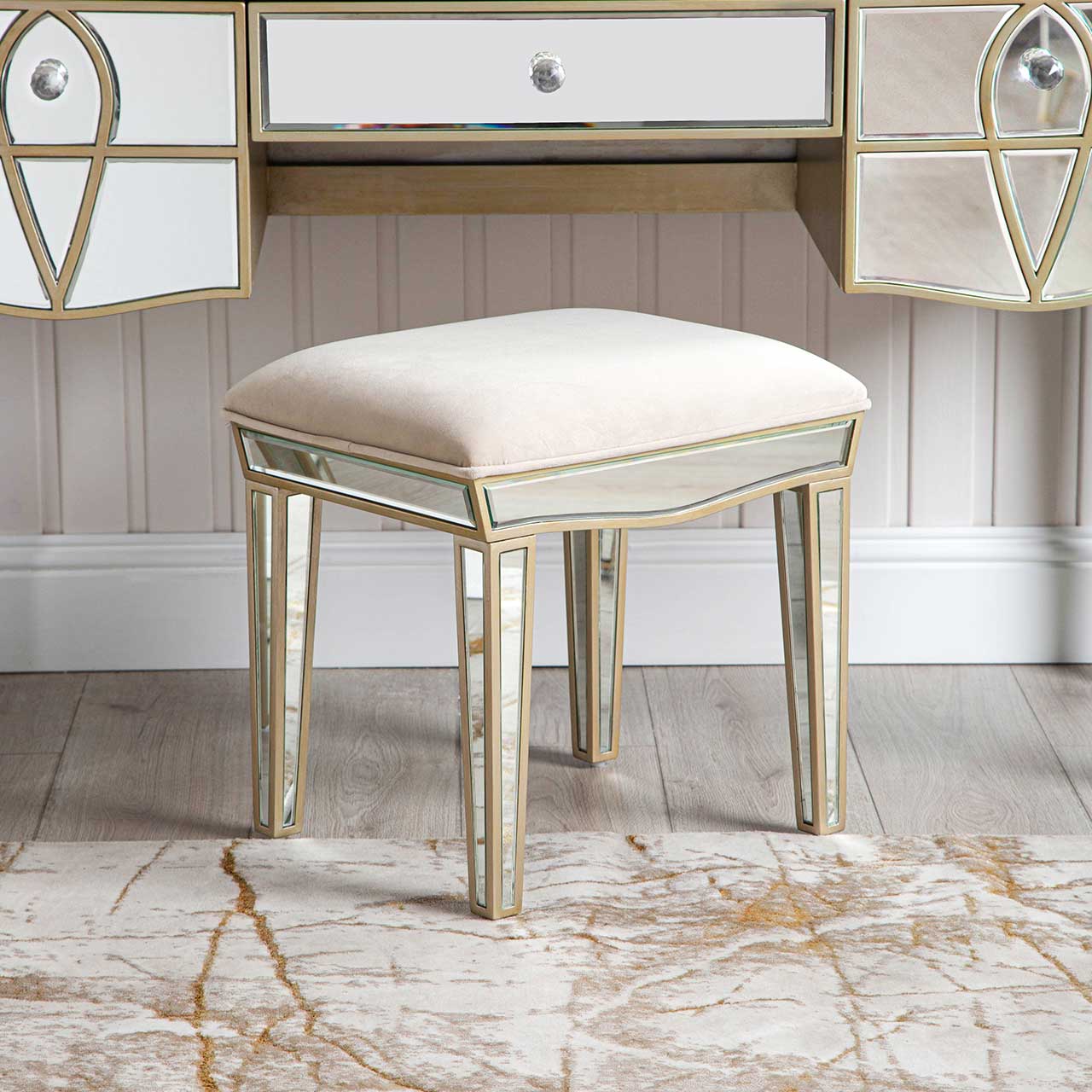 Pristina Mirror Stool Champagne