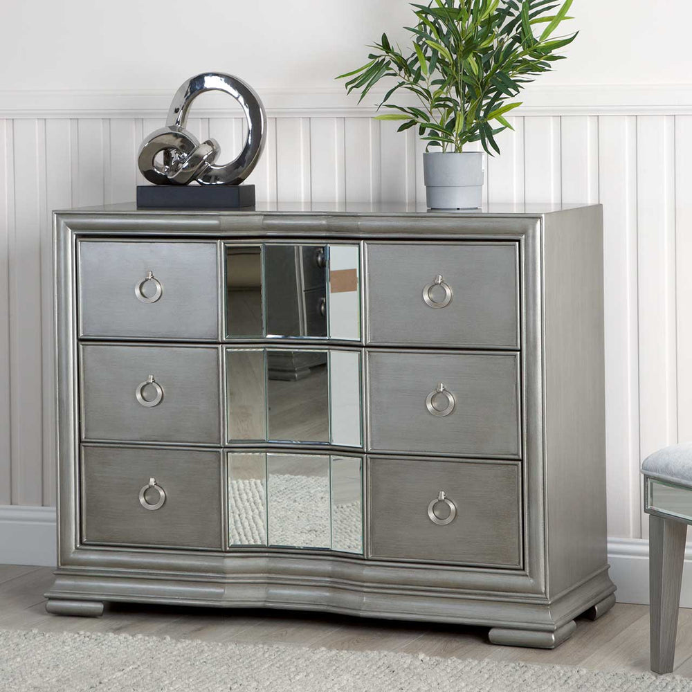 Lucca 3 Drawer Mirror Chest Grey