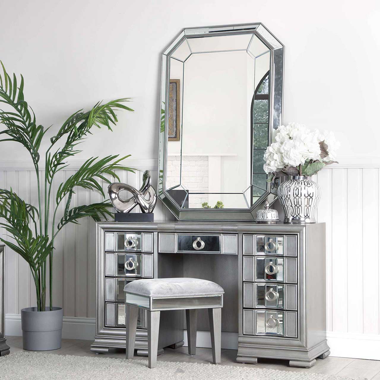 Lucca 9 Drawer Dressing Table Grey