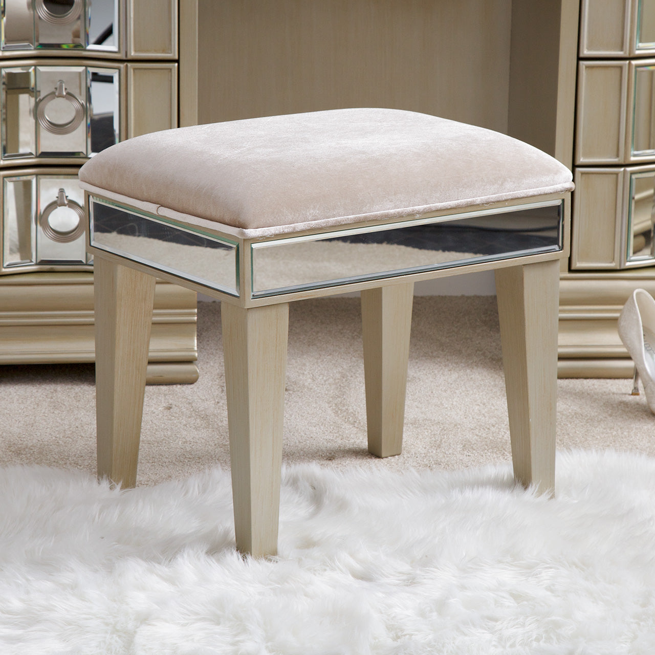 Lucca Mirror Stool Champagne