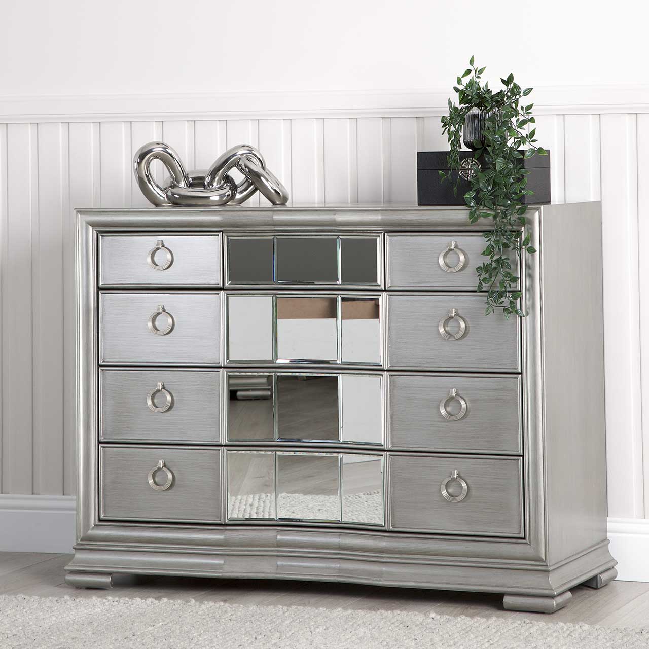 Lucca 5 Drawer Mirror Chest Grey