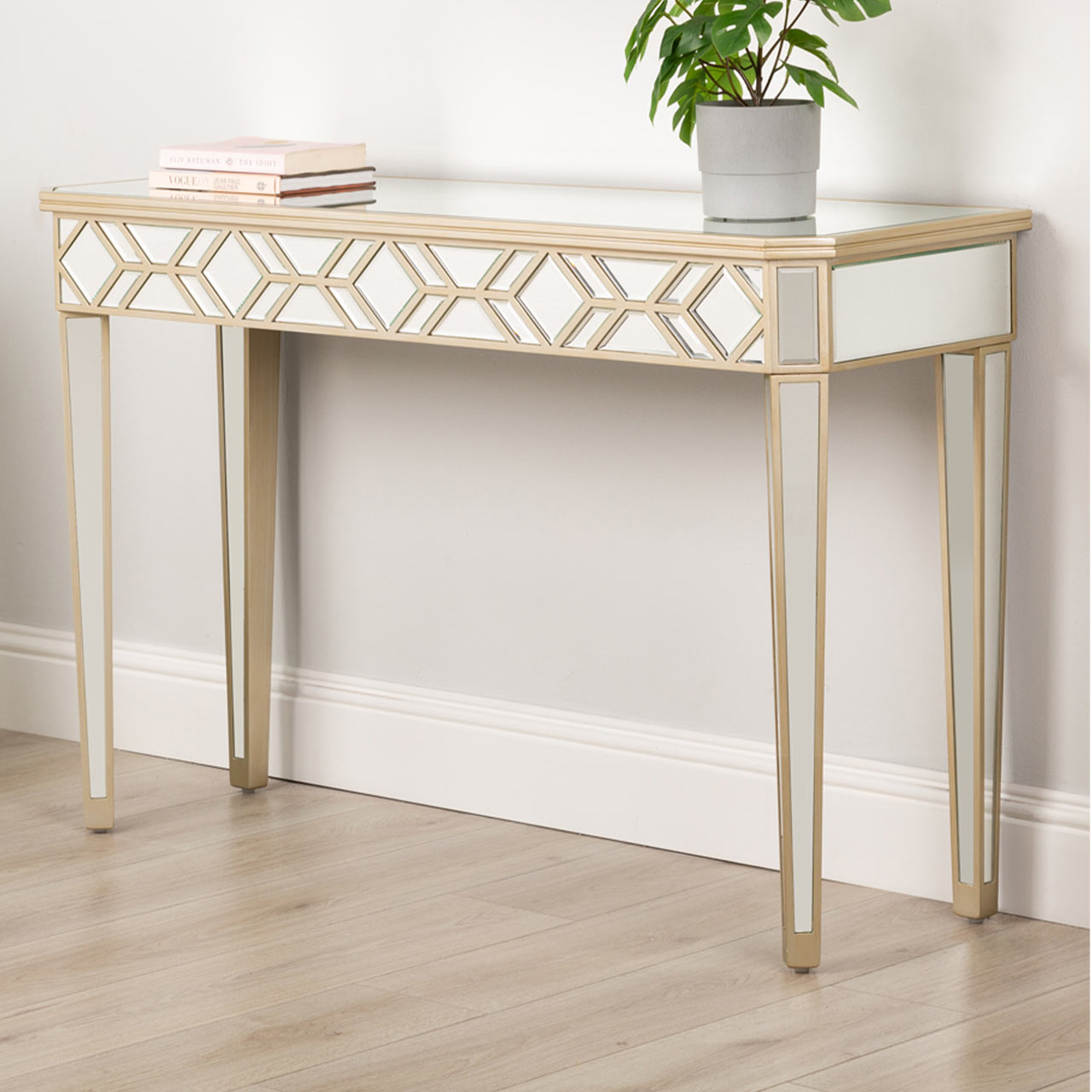 Becca 120cm Mirror Console Table Champagne