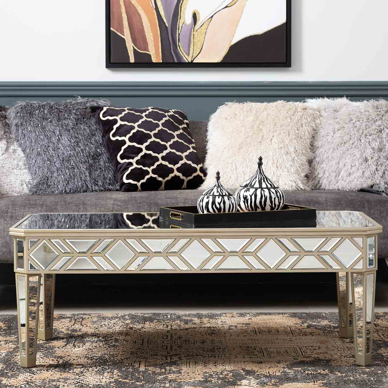 Becca 120cm Mirror Coffee Table Champagne