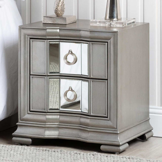 Lucca 2 Drawer Mirror Cabinet Grey