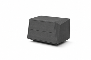 Madon Wide Bedside Table 700mm - Smoke Oak - Tommy Franks