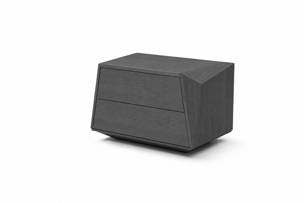 Madon Wide Bedside Table 700mm - Smoke Oak - Tommy Franks