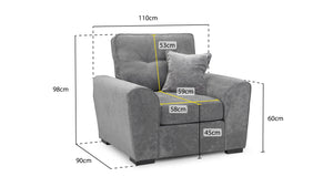 Maxwell Sofa Grey Armchair - Xshowhome