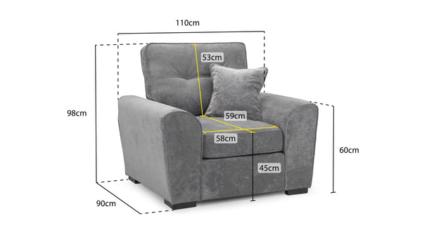 Maxwell Sofa Grey Armchair - Xshowhome