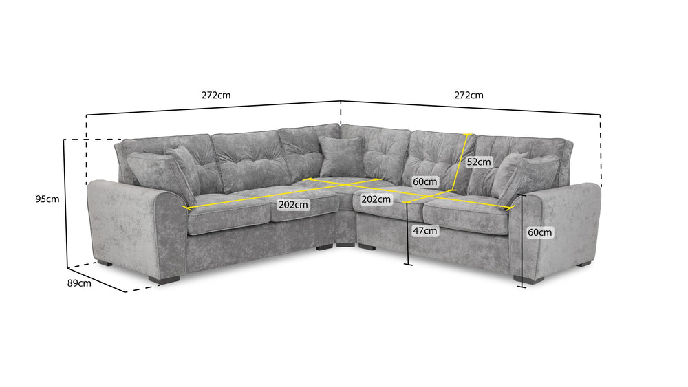 Maxwell Sofa Grey Large Corner - Xshowhome