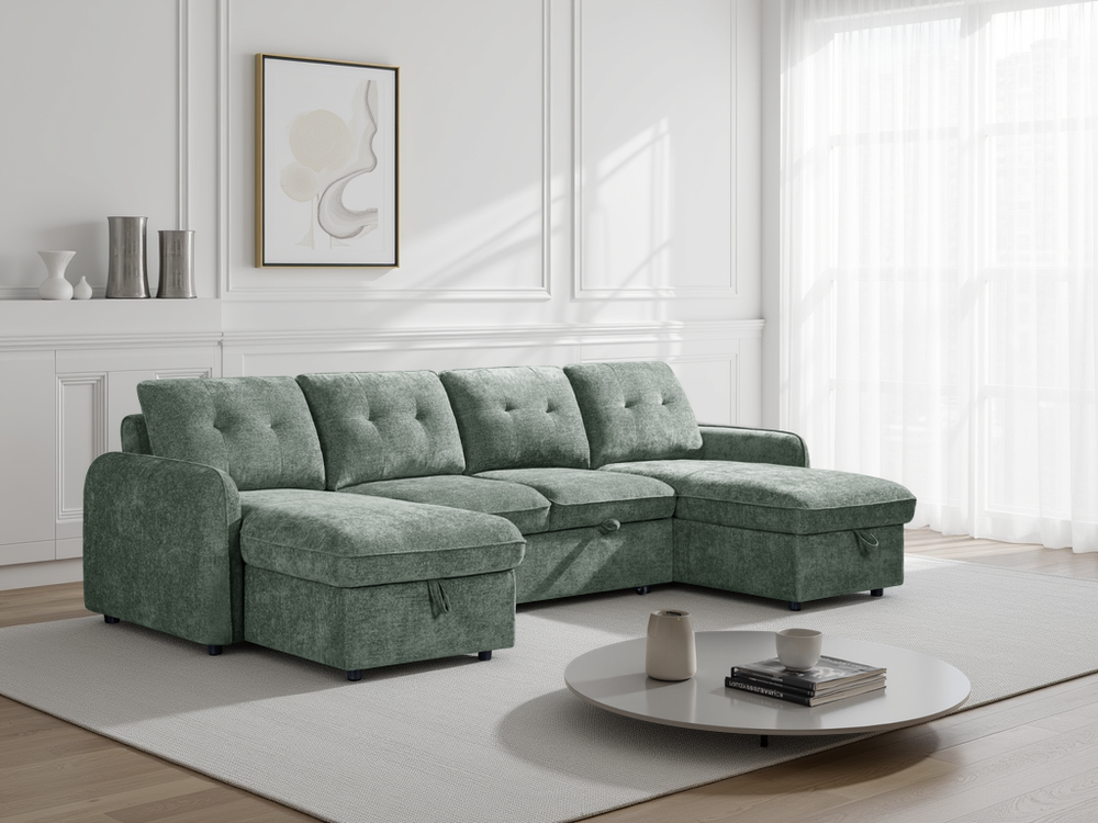 Moscow Sofabed Green U Shape Corner - Xshowhome