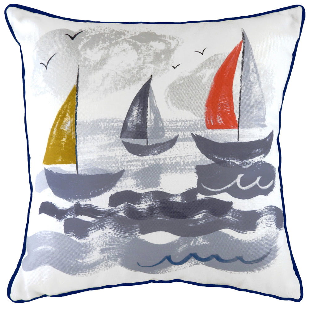 Nautical Sailboats 43x43 Feather Filled Cushion