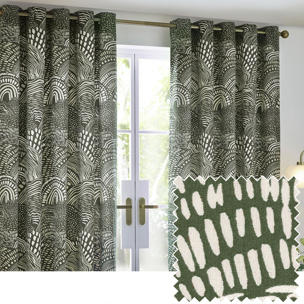 Nola 168x137 Eyelet Curtains Olive